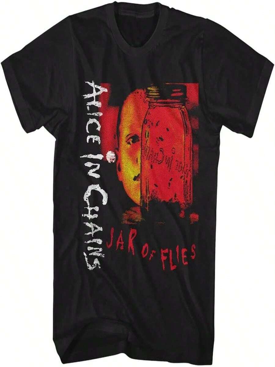 Alice in Chains - playera de manga corta para hombre, dise?o de tarro de archivos de los a?os 90 - Negro - Ver 1
