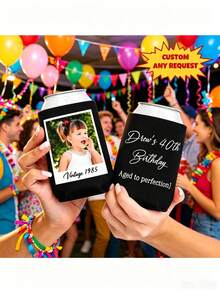 Ống giữ lạnh chai in ảnh và chữ theo năm sinh nhật, quà tặng sinh nhật độc đáo, 1 ống có thể in một mặt hoặc hai mặt, giúp giữ lạnh đồ uống. Sử dụng ống giữ lạnh của chúng tôi để giữ cho đồ uống của bạn luôn mát lạnh và sảng khoái trong mọi sự kiện - như tiệc nướng ngoài trời, tiệc liên hoan hoặc tiệc sinh nhật/tiệc bãi biển. - Nhiều màu - Xem 3