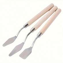 3pcs Art Supplies Oil Painting Scraper Student Gouache Acrylic Paint Spatula Stainless Steel Palette Knife Wooden Handle Scraper - Sets - View 8