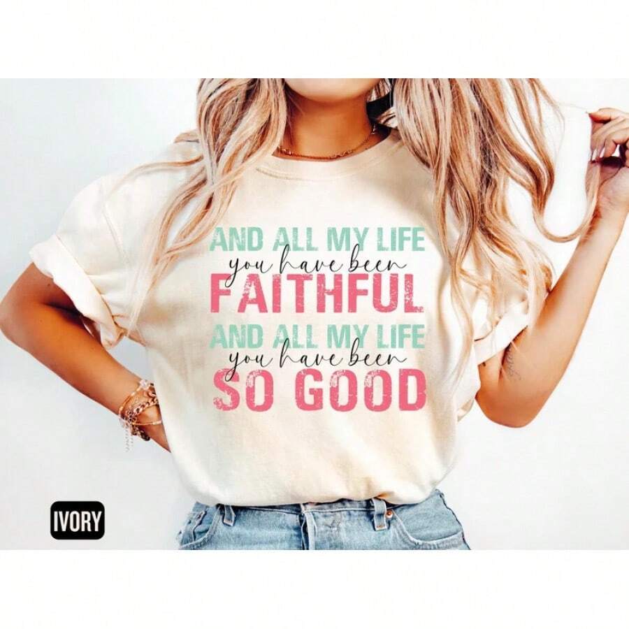 Letras de Goodness of God, Camiseta Cristiana - Blanco - Ver 1