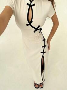 Women Midi Dresses - 杏 - 查看 3
