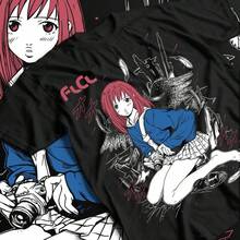 Mamimi Samejima FlCL Fooly Cooly Furi Kuri R Color Stripped Anime Cartoon T-Shirt Men's And Women's Summer Loose Top. Unisex 220g Thick Cotton T-Shirt, Soft And Breathable With Excellent Elasticity, Skin-Friendly And Comfortable For All-Day Wear. Classic And Casual Design, Easy To Match, Ideal For Daily Outings, Streetwear, Sports, Dates, And Casual Gatherings Year-Round. - 黑色 - 查看 1