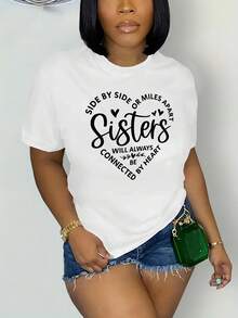 Talla Grande, Camiseta Oversize para Mujer - Blusa de Manga Corta con Cuello Redondo y Dobladillo en A, Tejido de Elasticidad Media - Estilo Casual y Holgado con Estampado de Letras y Corazones - Ropa Casual para Todas las Estaciones (Lavable a Máquina) - Talla Grande Cómoda para Todo Tipo de Cuerpo - Blanco - Ver 4