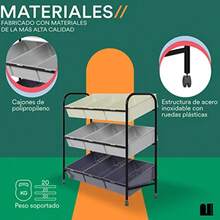 MUBSON Carrito Organizador Multiusos con 9 Compartimientos y Ruedas. Juguetero Organizador. Carrito Auxiliar SOST para Alacena, Baño, Recámara, Oficina. Cajonera. Gavetas Organizadoras Gris - Gris - Ver 6
