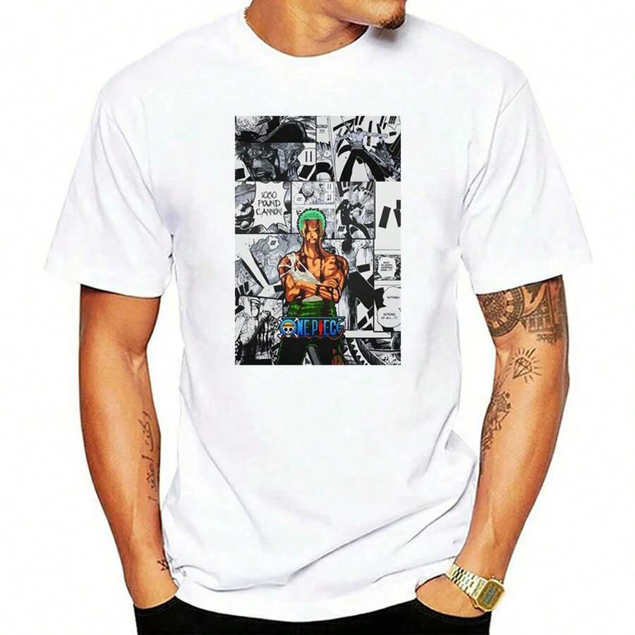 Camiseta unisex de manga corta con estampado de anime y manga corta Manga StR1ip, disponible en todas las tallas. Cuello redondo. Camiseta de algodón puro de 220 g para hombre y mujer. Tejido grueso, resistente a las arrugas y que no se deforma fácilmente. Estilo sencillo y versátil, ligero y transpirable, perfecto para ir al trabajo, viajar, acampar, ir de compras y para el tiempo libre diario. - Blanco - Ver 1