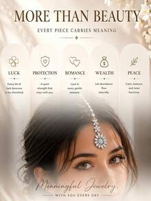 1pc Floral Hair Chain, Luxury Design Cubic Zirconia Forehead Pendant, Traditional Bridal Headpiece,Head Chain,Hair Jewelry - Silver - View 6
