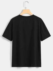 Women's T-Shirt 100% Cotton - Kaw-F Gothic T-Shirt With Raven And Skull Print - Casual Round Neck, Short Sleeve, Black And White, Gothic Style For Casual Outfits, All Season Comfort, Machine Washable - Essential Garment For Urban Fashion And Combinations With Bold Winged Raven And Skull Design, Loose Fit For Daily Travel, Leisure Outings And Holiday Wear, Soft Fabric For Year-Round Style. - 黑色 - 查看 2