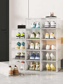 1pc 6-Sided Fully Transparent Plastic Shoe Storage Box, Anti-Oxidation Shoe Display Box For Home Use - White - View 3