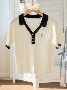 Áo croptop tay ngắn cổ Pháp, cài cúc ngọc trai, kiểu dáng nữ tính, hàng mới về mùa hè, ôm dáng, thích hợp cho mùa tựu trường. - Màu be - Xem 6