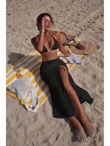 Nuevo Traje de Baño Bikini de Tres Piezas, Sexy y a la Moda, con Falda de Malla Protectora Solar de Color Sólido para Playa, 2026 - Juego de tres piezas blanco 9364 - Ver 7