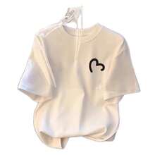 Camiseta con estampado de camisa casual para mujer, manga corta y cuello redondo, moda urbana local de primavera/verano camiseta unisex. 2SEO - Camiseta blanca lisa - Ver 6