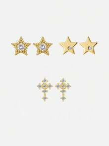 1pc 925 Sterling Silver Star Earrings For Women, 2022 New Design, Delicate & Minimalist, Elegant. Best Gift For Girlfriend, Mother, And Sister. - Single Earring - View 5