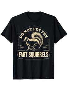 Camiseta gráfica divertida "No acaricia al ardilla que hace eructar" - 100% algodón, camiseta negra, estampado de estilo vintage, perfecta para los amantes de los animales, regalos para hombres, mujeres, papá, mamá, mejores amigos, 180g - Negro - Ver 6