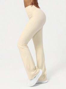 2026 Sodalemon Women's Black Slim Fit Flared Yoga Sweatpants For Spring - 杏 - 查看 4