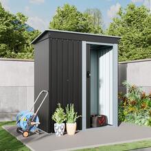 Outdoor Metal Removable Storage Shed Garden Storage Shed With Lockable Door For Firewood Garbage Can Tools Lawnmower Bike Shed Waterproof Log Store For Backyard Patio Rust-Resistant Not Include Foundation 164cm W X 77cm D X 182cm H - Charcoal Black - View 5