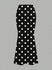 Elegante falda de sirena elástica tejida con estampado de leopardo para mujeres de vacaciones en la playa, estilo ajustado con banda de cintura elástica - Multicolor 5 - Ver 4