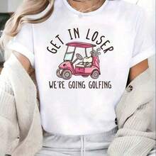 Put On This T-Shirt And Get Ready To Play Golf! It's A Fun Short-Sleeved, Crew-Neck Golfer's Tee With A Casual Printed Design. Made From High-Quality Pure Cotton, It Features A Simple Print And A Soft, Breathable Fabric. It's Comfortable And Loose-Fitting, Suitable For All-Day Wear, Perfect For The Office, And Has A Stylish And Youthful Design For Everyday Spring And Summer Outfits. - 白色 - 查看 5
