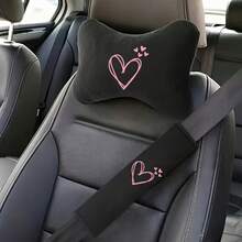 Pink Heart Print Car Pillow, Car Neck Pillow Car Interior Decor, Women's Car Accessories, Car Cushion, Suitable For All Vehicle Models - Multicolor - View 12