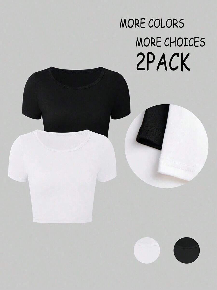 Conjunto De Camiseta Blanca Y Negra Para Mujer - Blanco - Ver 1