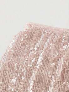 Pantalones cortos negros glamorosos de mujer con adornos de lentejuelas - Albaricoque - Ver 4