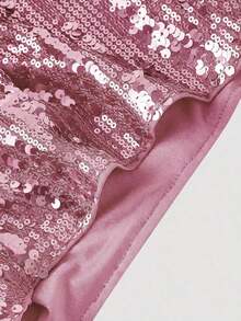 Pantalones cortos negros glamorosos de mujer con adornos de lentejuelas - Rosa - Ver 4