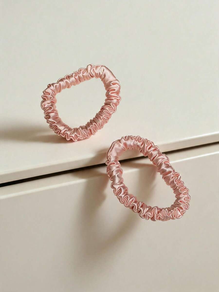2 Peças Scrunchies de Seda 100% Pura, Elásticos de Cabelo de Seda Grande Primavera 2026, Macios e Suaves, Acessórios de Cabelo Diários, Casuais, de Festa e de Viagem Sem Danos, Faixas de Cabelo Grandes de Luxo, Entrega Rápida - Rosa chiclete - Visão 1