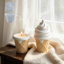 2pcs Summer Decor Ice Cream Shaped Silicone Mold, Candle Wax Cement Resin Mold, Home Decoration Mold, Suitable For Handmade, Gift Making - Storage Jar Mold - View 4