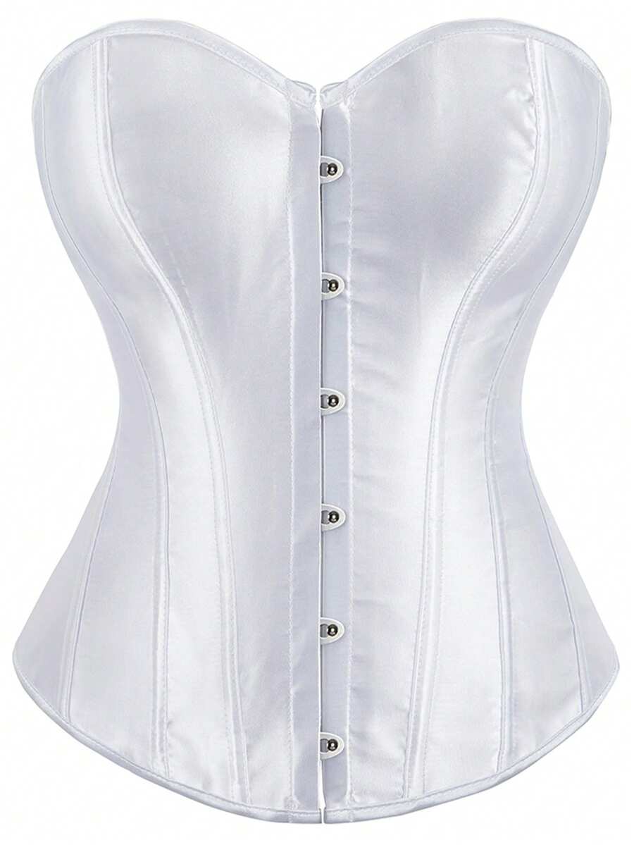 Hauts Corset Minimalistes Grande Taille pour Fête du Nouvel An, Saint-Valentin, Fête de la Saint-Patrick, Sorties, Blanc, Été - Blanc - Voir 1
