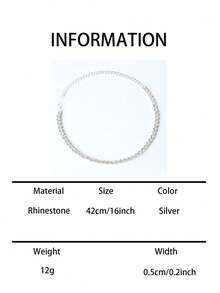 1PC Shiny Fashion Rhinestone Necklace, Bridal Wedding Banquet Dress Women's Fashion Jewelry Accessory - Silver - View 6