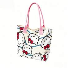 Miniso 三丽鸥 Hello Kitty 简约印花帆布手提包，奶油色单肩包，日常使用 - 白色 - 查看 3