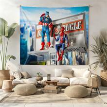 1PCS C Aptain America & Spider-Man Daily Bugle Art Tapestry - Movie Scene Superhero Wall Hanging Decor For Living Room Bedroom Dorm - M Arvel Fan Birthday Party Backdrop Home Office Decoration Gift For Men Boys - Comic Style Wall Blanket Mural - Nhiều màu-a - Xem 2