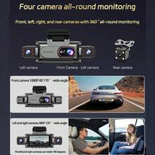 SEREE 2026 New 4 Lens Dash Cam, Front 1080P FHD & Three 720P Cameras, 360° Rotatable Lens, WiFi To Phone, Loop/Reversing Recording, 24H Parking Monitor With G-Sensor - 四路顯示 - 查看 9