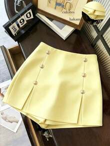 de mujer de unicolor con diseño dividido, versátil para uso casual y salidas nocturnas - Amarillo claro - Ver 6