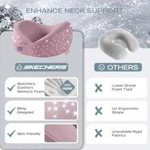 Shining Rhinestone Neck Pillow For Traveling, Memory Foam Bling Diamond Travel Neck Pillow For Airplane Travel Pillow For Flight Headrest Sleep, Portable Plane Accessories - Beige - View 8