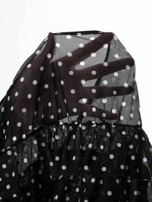 Women's Sexy Polka Dot Print Tie-Neck Tankini Swimsuit With Open Back, Suitable For The Beach And Vacation - 黑白2 - 查看 6