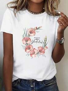 ropa de mujer Camiseta de manga corta de talla grande para mujer - Estampado de hibisco rosa y hoja de palma, top tropical hawaiano, blusa holgada informal estilo camisa hawaiana rosa y verde, lavable a máquina - Ropa de playa de temporada (sin arrugas), blusas y tops para mujer, tops para mujer, camisetas para mujer, blusas y tops para mujer, Navidad, ropa inglesa para mujer, camisetas de mujer, tops de verano para mujer, camisetas para mujer, tops y blusas para mujer, camisetas de mujer, camiseta de talla grande para mujer, tops bonitos, camisetas gráficas, camiseta de manga corta estampada a la moda para mujer, ligera, transpirable, de corte holgado, tops casuales para conjuntos de verano, camisas de mujer - Blanco - Ver 6