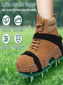 1 par, Zapatos aireadores de césped manuales con picos, Sandalias inflables con picos ajustables, Zapatos aireadores de césped de plástico reutilizables, Equipos de césped, Herramientas de jardín, Patio, Césped de jardín - A - Ver 9
