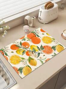 1pc Fruit Pattern Printed Table Runner, 4pcs Fruit Pattern Printed Placemats, Suitable For Holidays, Parties, Birthdays, Dinners, Kitchen & Dining Room Decor, Applicable For All Seasons, Home Textile Decoration - Multicolor - View 9