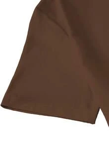 Talla Grande - Talla Grande - Blusa Casual de Manga Corta con Cuello Redondo y Estampado de Flores en Blanco y Negro para Mujer de Talla Grande - Café integral - Ver 3