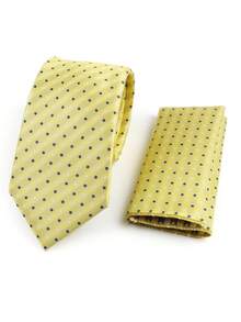 2pcs Men's Classic Combo Set, 1pc 7cm Tie In Stripe/Polka Dot/Plaid Pattern, 23cm Pocket Square, Versatile For Work, Daily Wear And Weddings - Multicolor - View 10