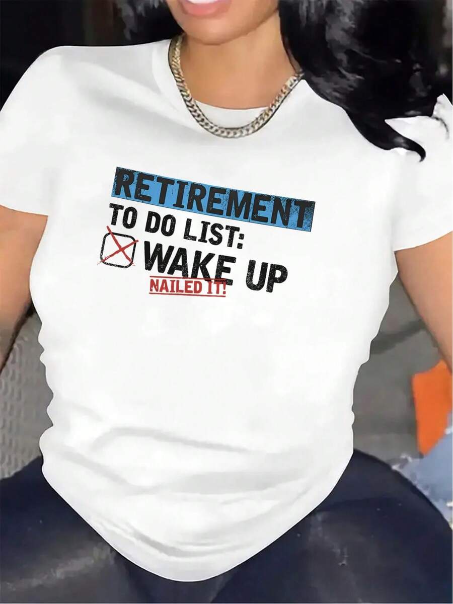 Camiseta de Manga Corta |   Duradera y Ligera, con Diseño Divertido de Tema de Jubilación, Ideal para Uso Casual, Ajuste Cómodo, Regalo Perfecto para el Hogar o la Oficina, Cuello Redondo, Tejido de Elasticidad Media - Negro - Ver 1