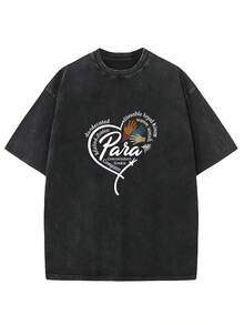 Camiseta casual vintage cómoda y lavada para mujer, camiseta de manga corta con cuello redondo,% algodón lavado y versátil para hombre, adecuada para uso diario y atuendos de, estilo unisex. - Negro - Ver 6