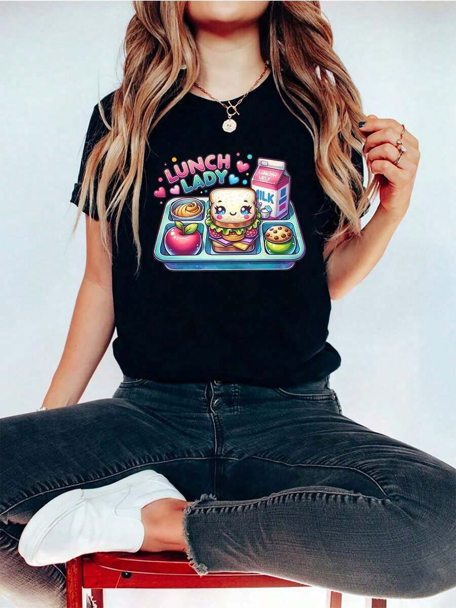 Camiseta de Mujer con Estampado Gráfico VintageLunch, Manga Corta, Cuello Redondo, Estilo Casual para Verano y Primavera, Ropa Vintage para Mujer, Camiseta Gráfica Tropicoqueta