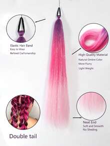 2 Buah Kawat Emas Gradien Warna 26 Inci Dapat Digunakan untuk Menganyam Kuncir Rambut, Kuncir Rambut dengan Bando, Ekstensi Kuncir Rambut, Cocok untuk Musim Wisuda, Pesta Mahasiswa, Piala Dunia dan Acara Lainnya, Cocok untuk Kuncir Rambut Wanita, Pesta - MultiWarna - View 7