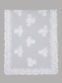 1pc Women's Rose Embroidered Scarf, Lightweight Breathable Lace Headscarf - Multicolor Rose Embroidery - View 8