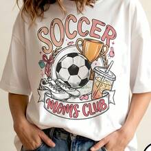Camiseta Soccer Moms Club , Camiseta de Fútbol para Mujer a la Moda, Autorizada por la  para la Copa del Mundo, Camiseta de Alta Calidad para Mujeres y Hombres, Camiseta Casual de Verano de Manga Corta con Estampado, para Uso Diario en Casa, Fitness, Deportes al Aire Libre, Vacaciones en la Playa, Transpirable. - Blanco - Ver 6