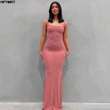 Vestido de satén sin mangas con espalda descubierta para mujer, maxivestido Sexy ajustado para fiesta Y2K, ropa elegante para mujer 2022 - Rosa - Ver 5