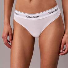 Calvin Klein Calvinklein Icon Cotton Modal Thong Underwear  Women  Panties  100% Cotton Fully Lined Gusset QF8518 - 白色 - 查看 1