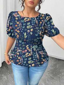 Blusa casual de manga corta con lazo y espalda abierta, unicolor, para mujer talla grande, verano - Multicolor 7 - Ver 3