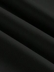Vestido maxi de cola de pez con hombro asimétrico arrugado de unicolor sin mangas - Negro - Ver 5